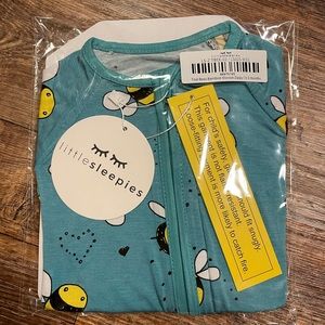 Teal Bees Little Sleepies Zippy